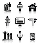 Unemployment, job searches vector icons set
