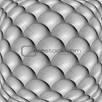 Design monochrome warped grid sphere pattern