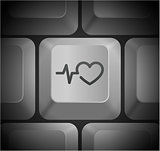 Pulse Heart Rate Icon on Computer Keyboard