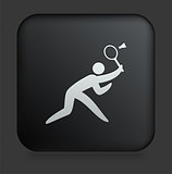 Badminton Icon on Square Black Internet Button