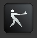 Baseball Icon on Square Black Internet Button