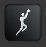 Basketball Icon on Square Black Internet Button