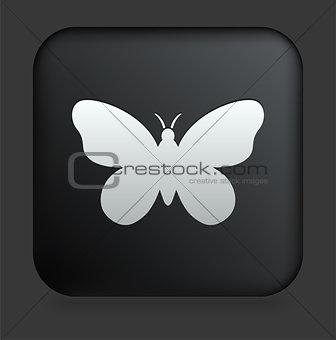 Butterfly Icon on Square Black Internet Button