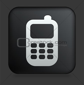 Cell Phone Icon on Square Black Internet Button