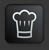 Chef Hat Icon on Square Black Internet Button