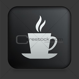 Coffee Icon on Square Black Internet Button
