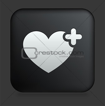 Heart Icon on Square Black Internet Button