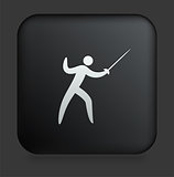 Fencing Icon on Square Black Internet Button