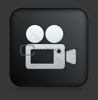 Film Camera Icon on Square Black Internet Button