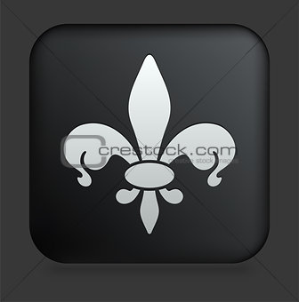 Fleur De Lis Icon on Square Black Internet Button