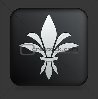 Fleur De Lis Icon on Square Black Internet Button