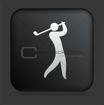 Golf Icon on Square Black Internet Button