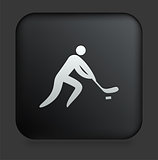 Hockey Icon on Square Black Internet Button