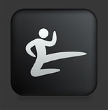 Karate Icon on Square Black Internet Button
