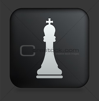 Chess King Icon on Square Black Internet Button