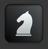 Chess Knight Icon on Square Black Internet Button
