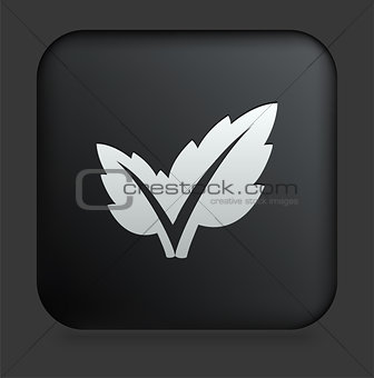 Leaf Icon on Square Black Internet Button