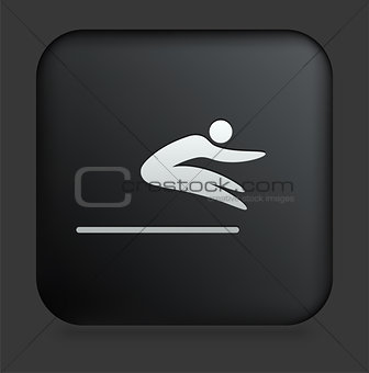 Long Jump Icon on Square Black Internet Button