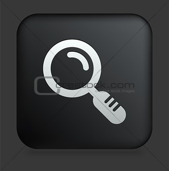 Magnifying Glass Icon on Square Black Internet Button