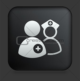 Medical Team Icon on Square Black Internet Button
