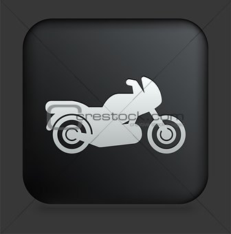 Motorcycle Icon on Square Black Internet Button