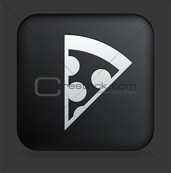 Pizza Slice Icon on Square Black Internet Button