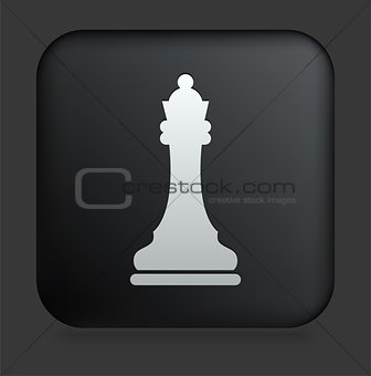 Chess Queen Icon on Square Black Internet Button