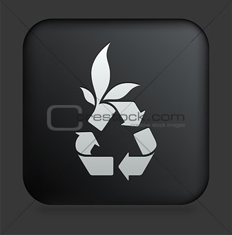 Recycle Icon on Square Black Internet Button