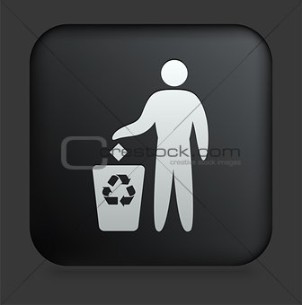 Recycle Trash Icon on Square Black Internet Button