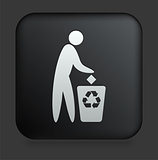 Recycle Trash Icon on Square Black Internet Button