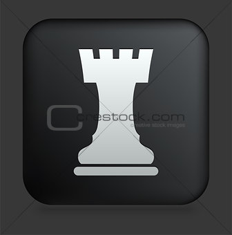 Chess Rook Icon on Square Black Internet Button