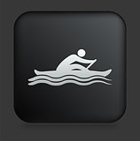 Rowing Icon on Square Black Internet Button