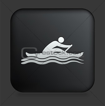 Rowing Icon on Square Black Internet Button