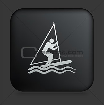 Sailing Icon on Square Black Internet Button