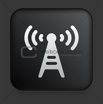 Radio Tower Icon on Square Black Internet Button