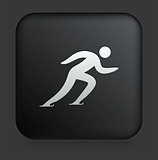 Speed Skating Icon on Square Black Internet Button