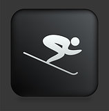 Skiing Icon on Square Black Internet Button
