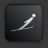 Ski Icon on Square Black Internet Button