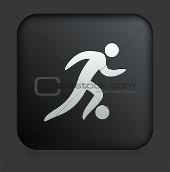 Soccer Icon on Square Black Internet Button