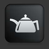 Tea Kettle Icon on Square Black Internet Button