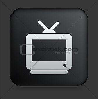 Television Icon on Square Black Internet Button