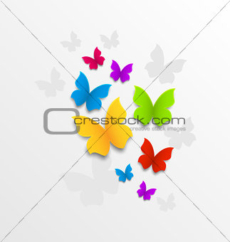 Abstract colorful background with rainbow butterflies