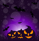 Halloween ominous pumpkins on moonlight background