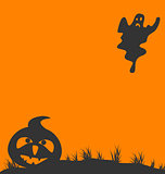 Halloween background with pumpkin and ghost