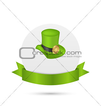 Greeting card with hat and ribbon for St. Patrick's Day