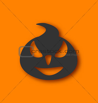 Paper pumpkin with an evil expression on his face