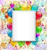 Birthday card with balloons and confetti