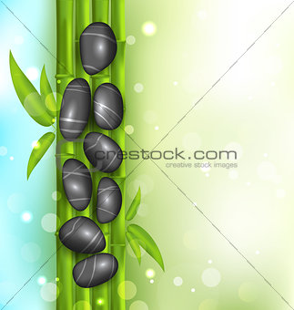 Spa therapy background with bamboo and stones