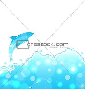 Abstract water card with dolphin