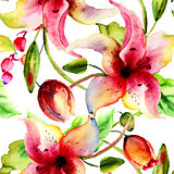 Seamless wallpaper with Lily flowers